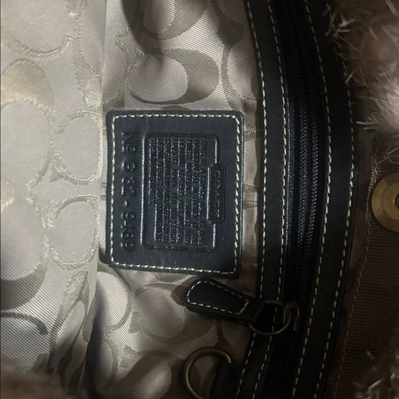 Coach purse with rabbit fur trim - Picture 2 of 3